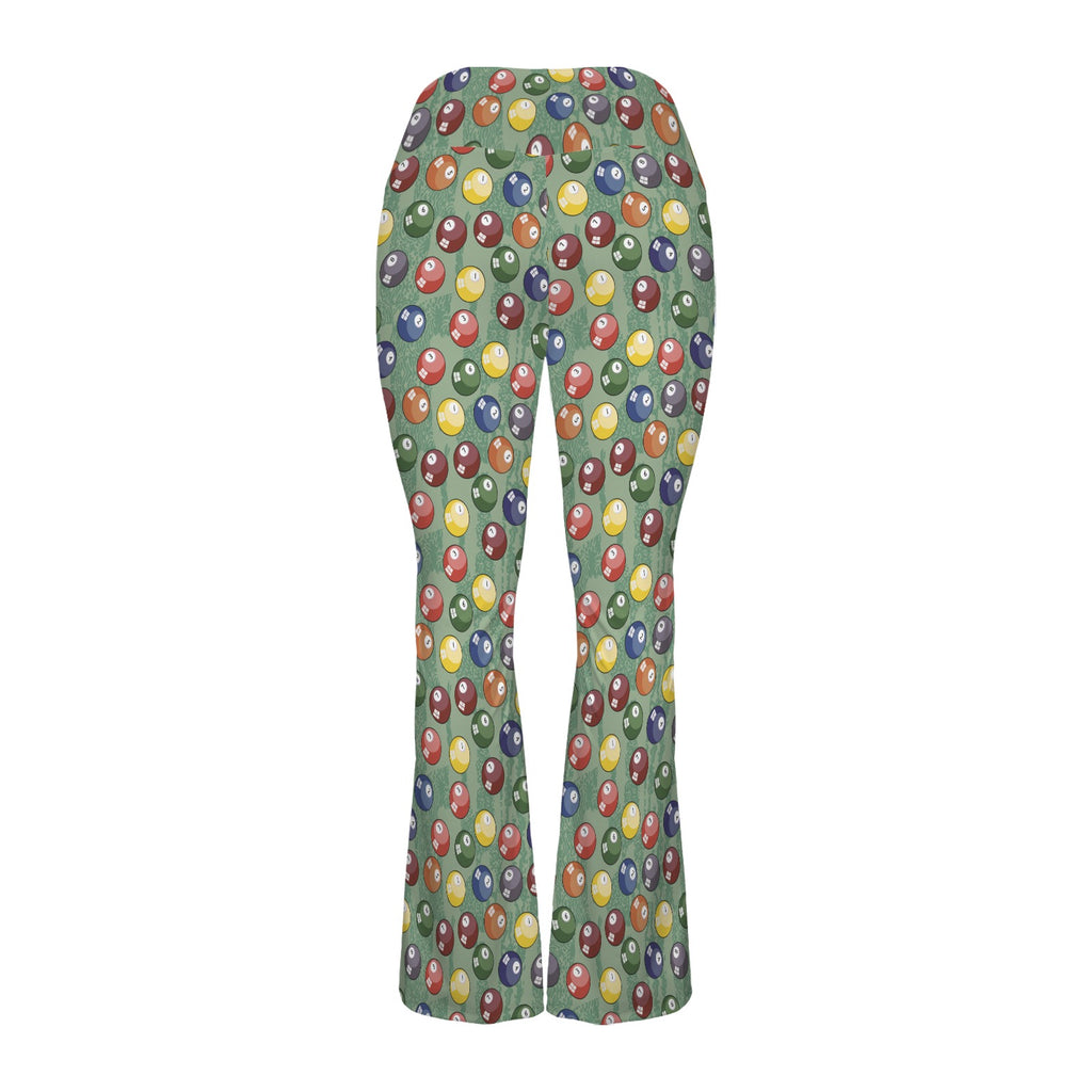 Pool Balls High Waist Crossover Tummy Control Flare Leggings High Waist Flare Leggings Games Printed Offshore