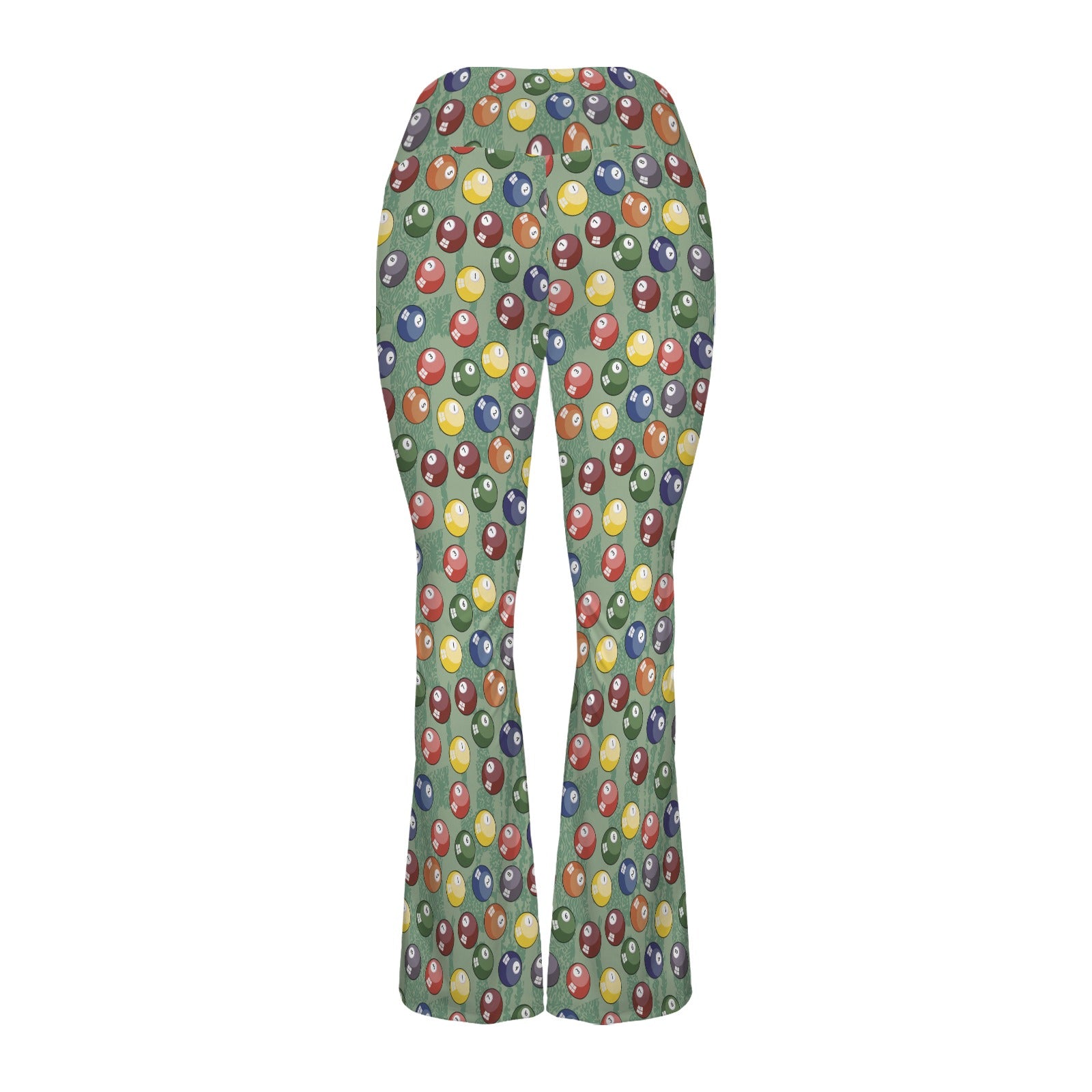 Pool Balls - High Waist Crossover Tummy Control Flare Leggings High Waist Flare Leggings Games Printed Offshore