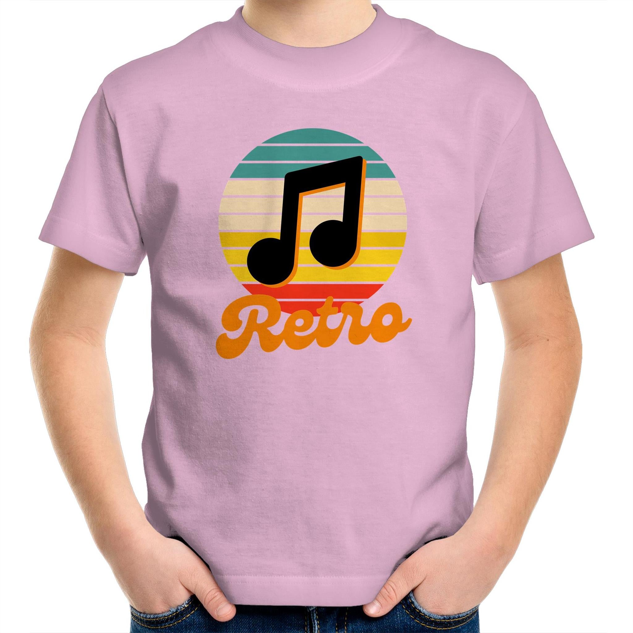 Retro Music - Kids Youth T-Shirt Pink Kids Youth T-shirt Music Printed In Australia Retro