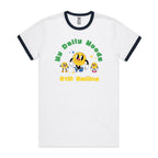 My Daily Moods - Staple Ringer Tee White Navy Ringer T-Shirt Printed In Australia