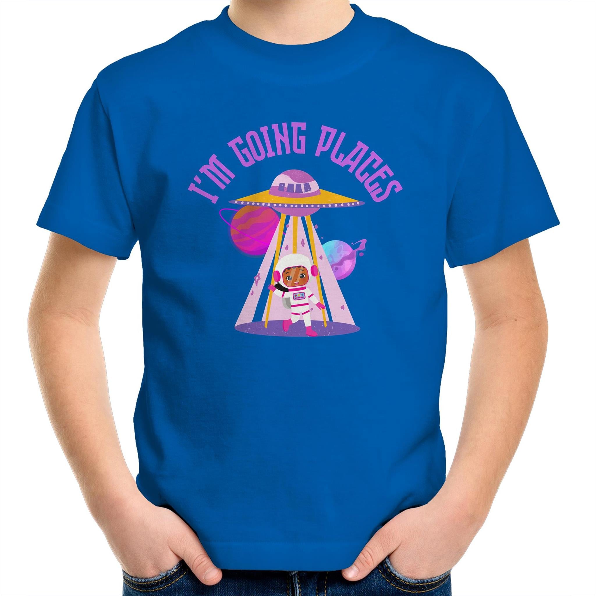 I'm Going Places, Space - Kids Youth T-Shirt Bright Royal Kids Youth T-shirt Printed In Australia Space