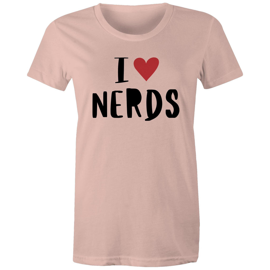 I Love Nerds, Heart - Womens T-shirt Pale Pink Womens T-shirt Love Printed In Australia