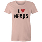 I Love Nerds, Heart - Womens T-shirt Pale Pink Womens T-shirt Love Printed In Australia