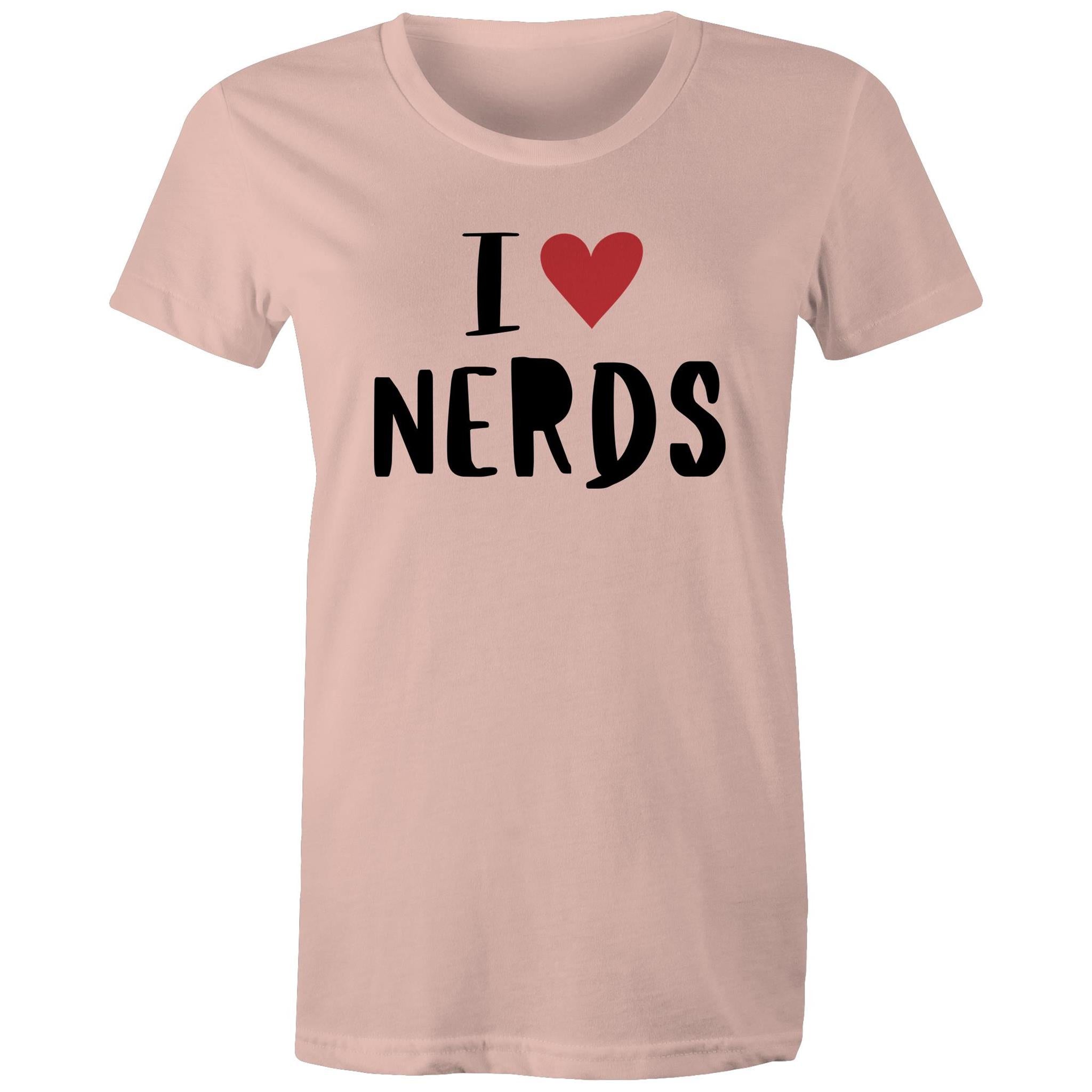 I Love Nerds, Heart - Womens T-shirt Pale Pink Womens T-shirt Love Printed In Australia