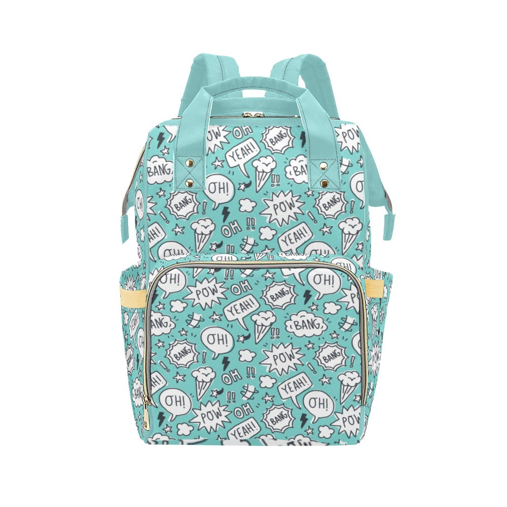 Comic Book Speech Bubbles - Multi-Function Backpack, Nappy / Diaper Bag