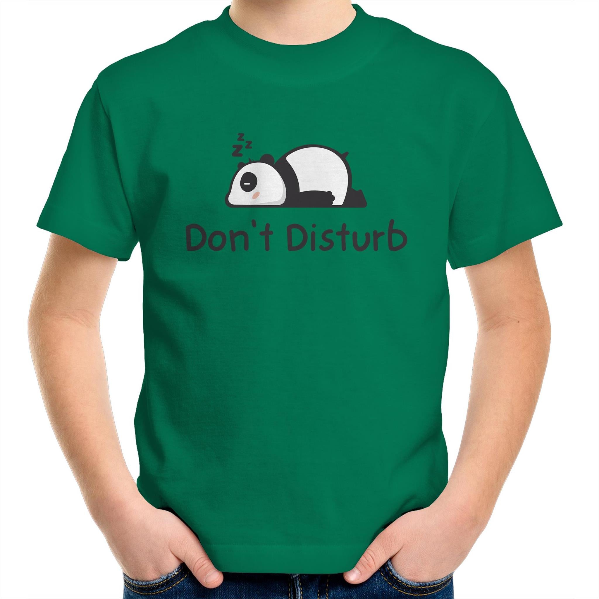 Panda, Don't Disturb - Kids Youth T-Shirt Kelly Green Kids Youth T-shirt animal Printed In Australia