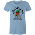 Drummers Plant The Beat - Womens T-shirt Carolina Blue Womens T-shirt Music Printed In Australia
