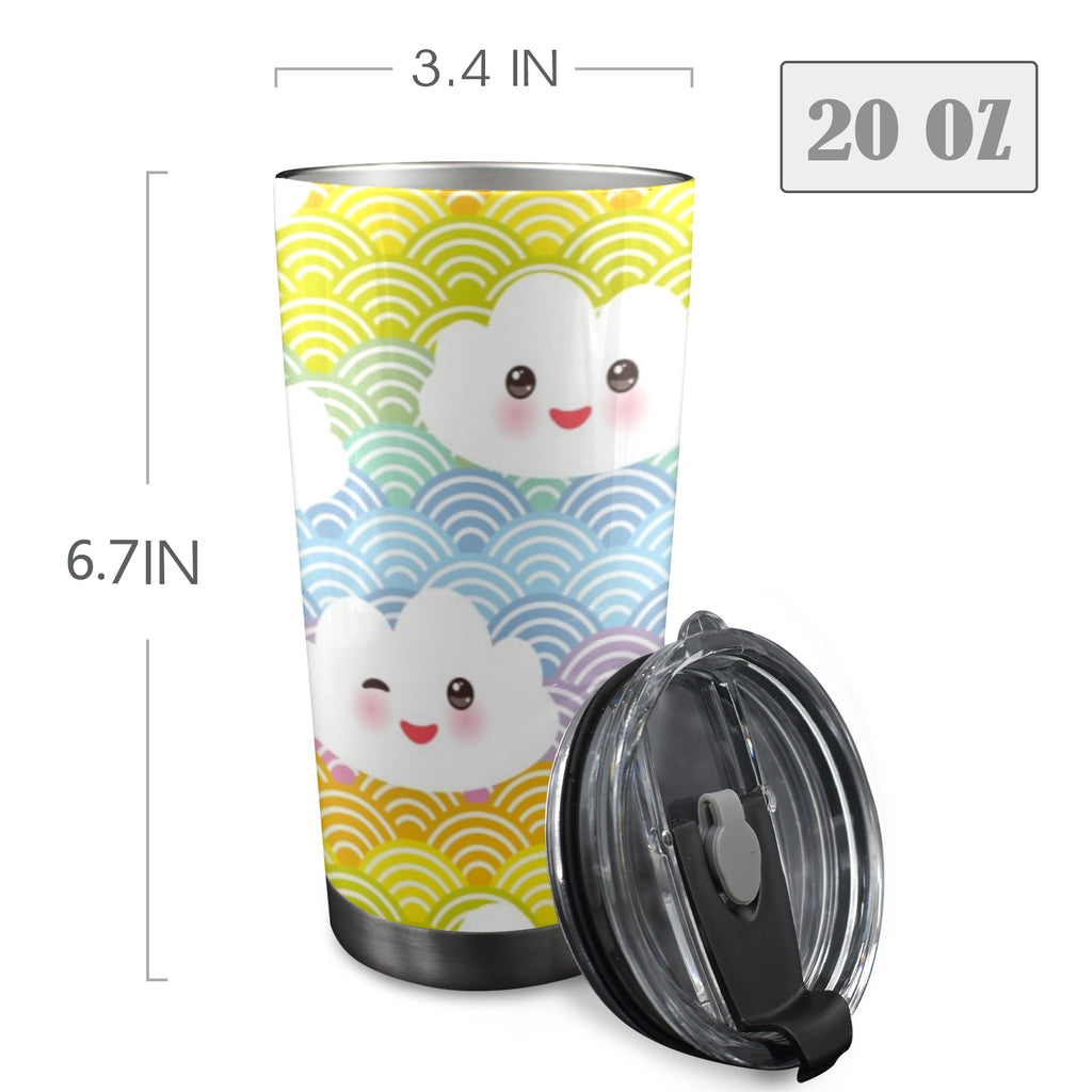 Cute Clouds - 20oz Mobile Tumbler with Lid (Black Lock) 20oz Travel Mug Printed Offshore