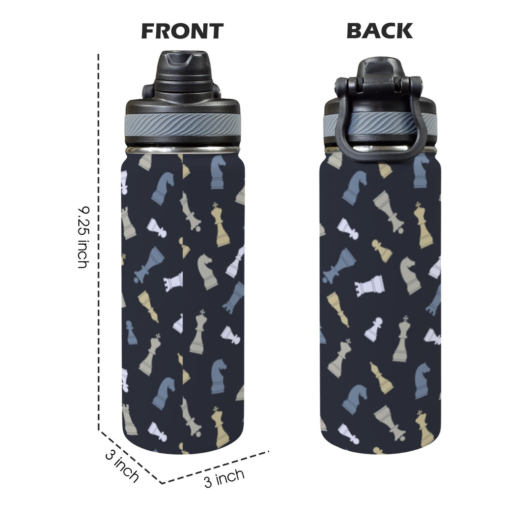 Chess Pattern - Insulated Water Bottle with Dual-Use Lid (18oz) Insulated Water Bottle with Dual-Use Lid (18oz) Chess Games Printed Offshore
