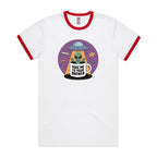 Coffee, Alien, UFO, Take Me To Your Brewer AS Colour Staple Ringer Tee White Red Ringer T-Shirt Coffee Printed In Australia Sci Fi