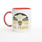 Alien Ew, People - White 11oz Ceramic Mug with Colour Inside Ceramic Red Colour 11oz Mug Globally Fulfilled Sci Fi