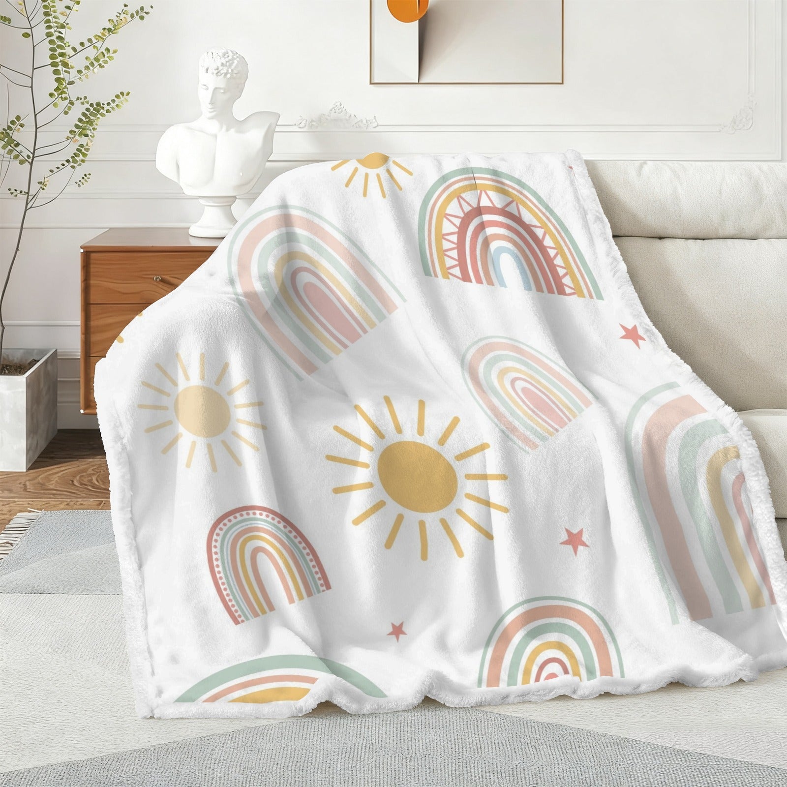 Pastel Rainbows - Double-Layer Fleece Blanket 51"x59"