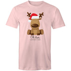 Oh Deer, Christmas Is Here, Reindeer - Mens T-Shirt Pink Mens Christmas T-shirt Christmas Printed In Australia