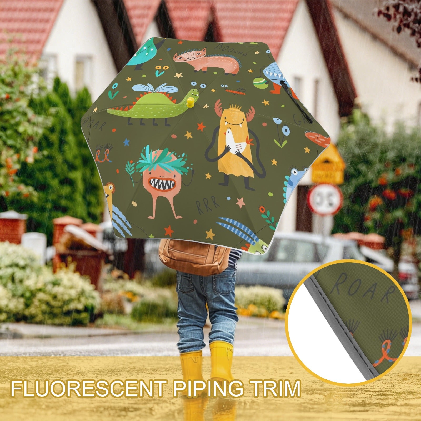 Monsters Kids Safe Round Corner Umbrella Kids Safe Round Corner Umbrella Printed Offshore Sci-Fi