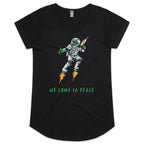 Alien, We Come In Peace - Womens Scoop Neck T-Shirt Black Womens Scoop Neck T-shirt Printed In Australia Sci Fi