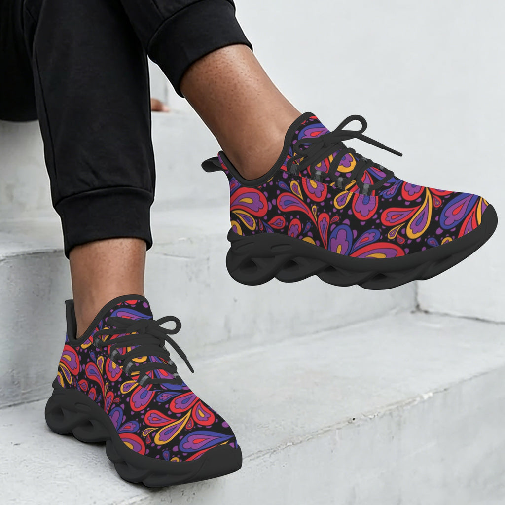 Paisley On Black Women's Twisted Sole Sneakers
