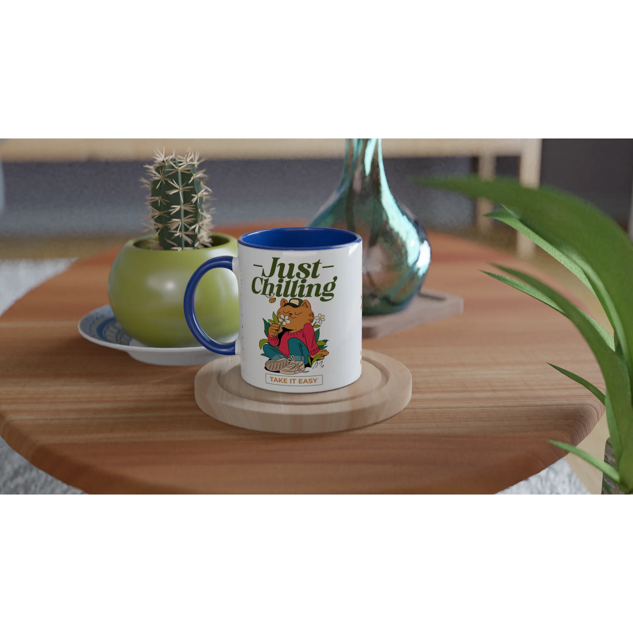 Personalised - Just Chilling - White 11oz Ceramic Mug with Colour Inside Personalised 11oz Mug animal customise Globally Fulfilled personalise