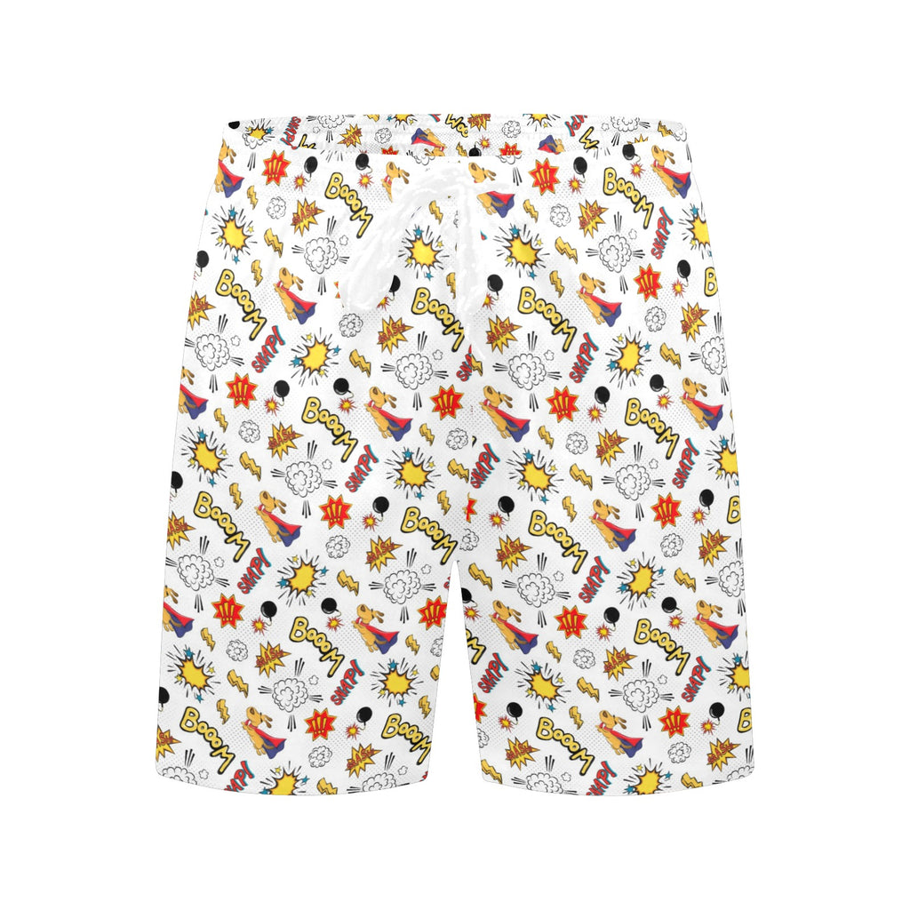 Super Dog Men's Mid-Length Beach Shorts Men's Mid-Length Beach Shorts animal comic Printed Offshore