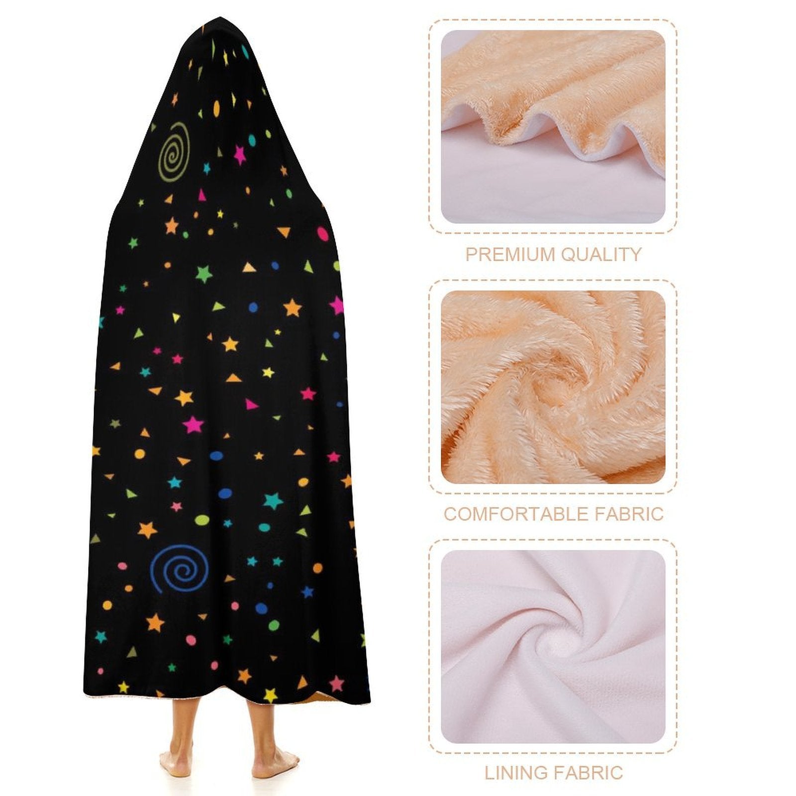 Stars And Swirls Kids Hooded Blanket 100cm x 130cm Kids Hooded Blanket Printed Offshore
