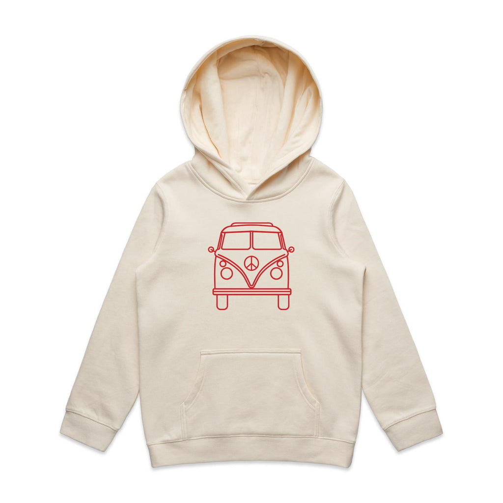 Beach Van - Kids Hoodie Ecru Kids Hoodie Printed In Australia