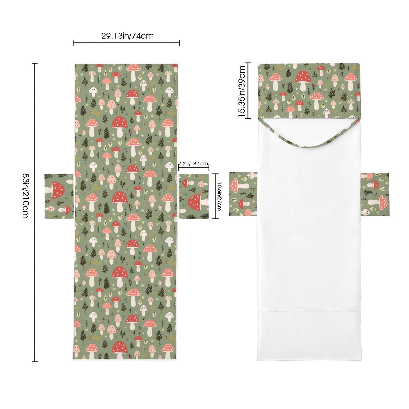 Mushroom Garden Beach Chair Towel Cover with Side Pockets