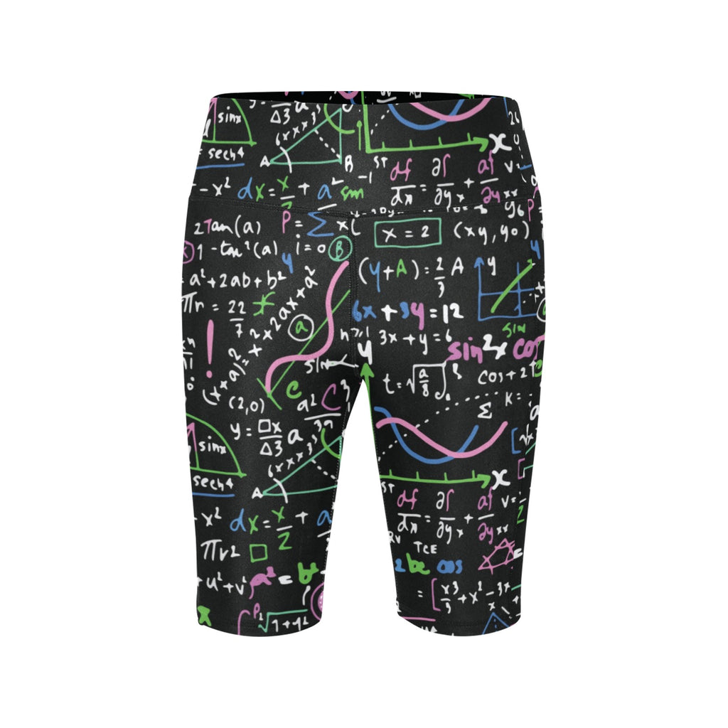 Equations In Green And Pink Women's Bike Shorts With Side Pockets Women's Bike Shorts Maths Printed Offshore
