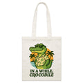 In A While, Crocodile Parcel Canvas Tote Bag Default Title Small Tote Bag animal Printed In Australia