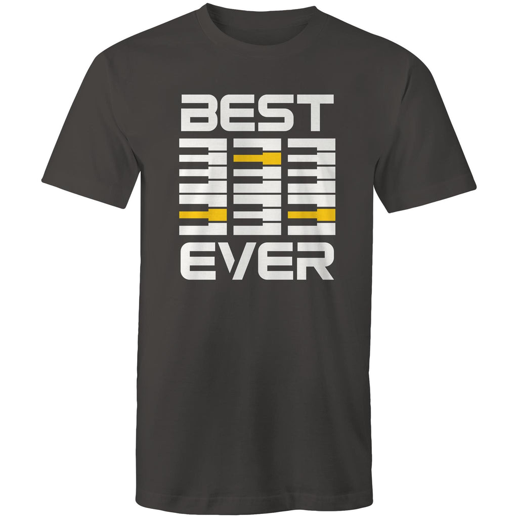 Piano Keyboard, Best Dad Ever - Mens T-Shirt Charcoal Mens T-shirt Dad Music Printed In Australia