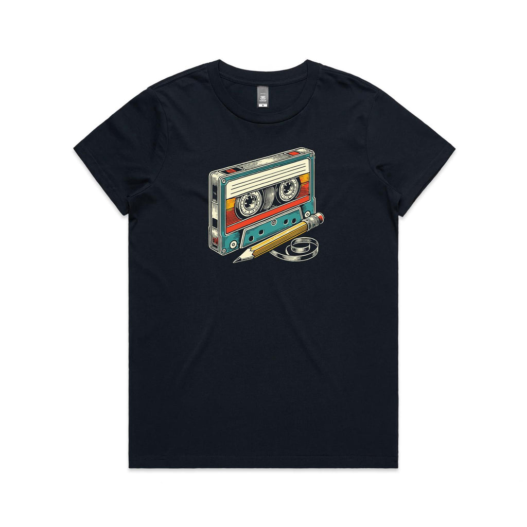 Cassette Tape And Pencil - Womens T-shirt