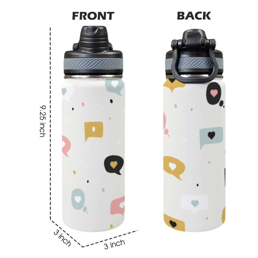 Love Message - Insulated Water Bottle with Dual-Use Lid (18oz) Insulated Water Bottle with Dual-Use Lid (18oz) Love Printed Offshore
