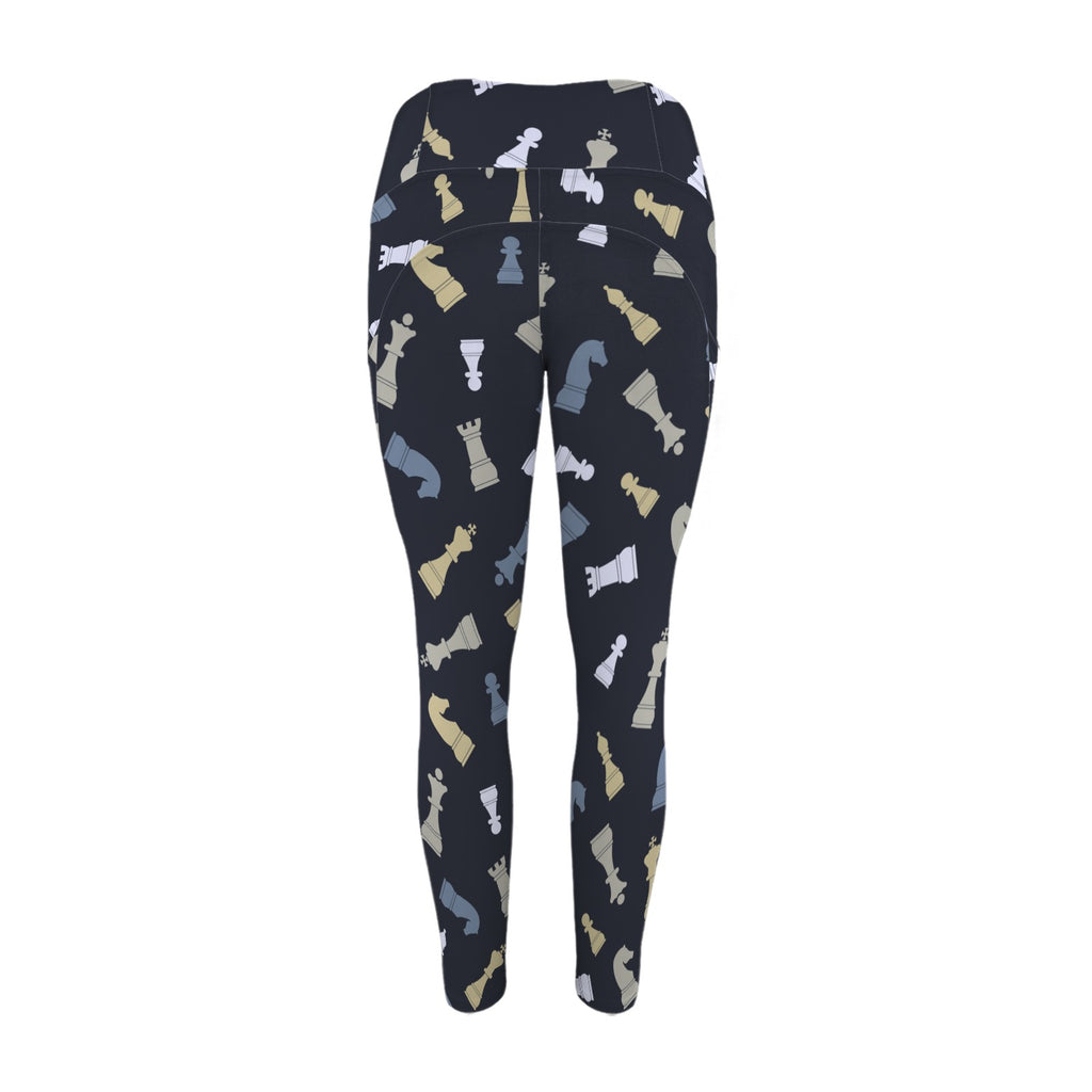 Chess Pattern - Women's High Waist Pockets Yoga Leggings