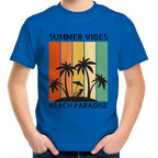 Summer Vibes - Kids Youth T-Shirt Bright Royal Kids Youth T-shirt Printed In Australia Summer Surf
