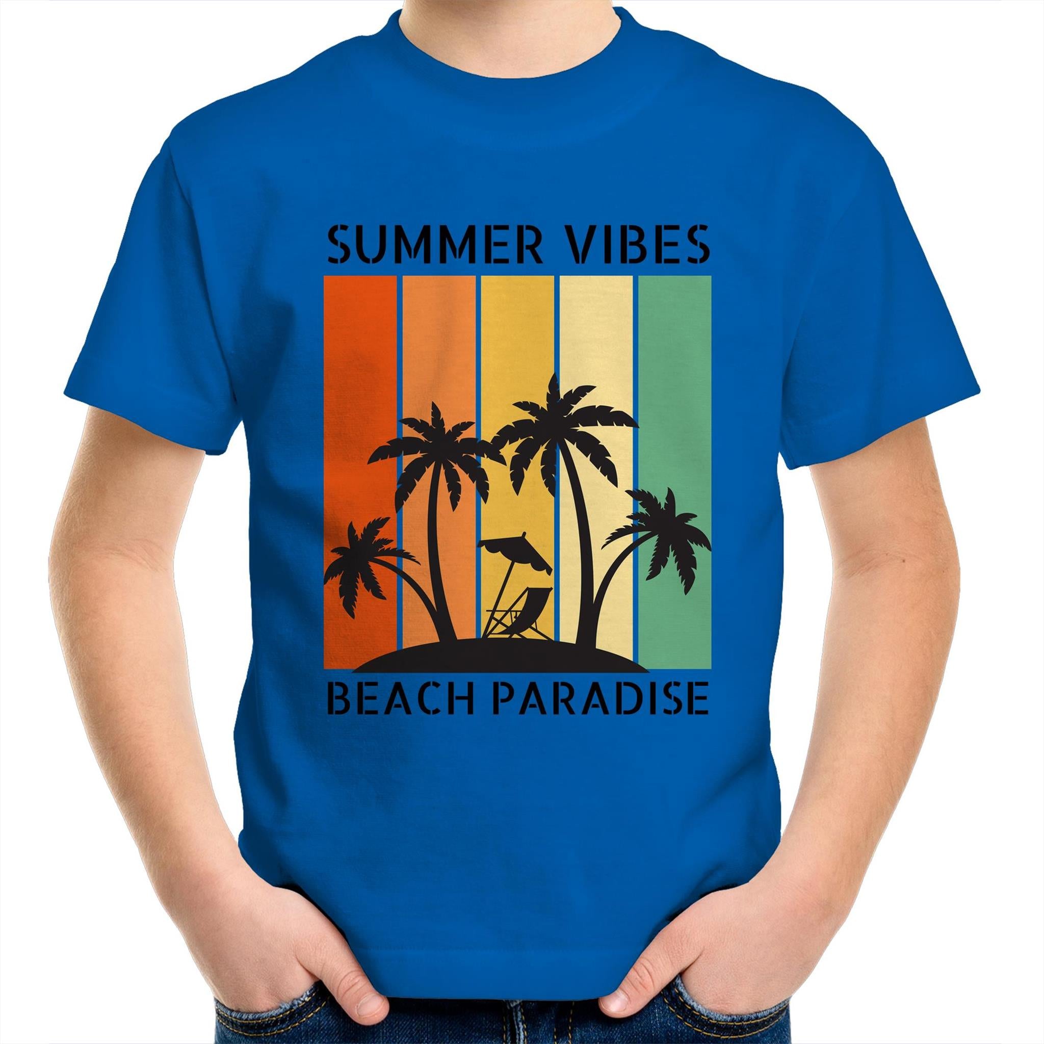 Summer Vibes - Kids Youth T-Shirt Bright Royal Kids Youth T-shirt Printed In Australia Summer Surf