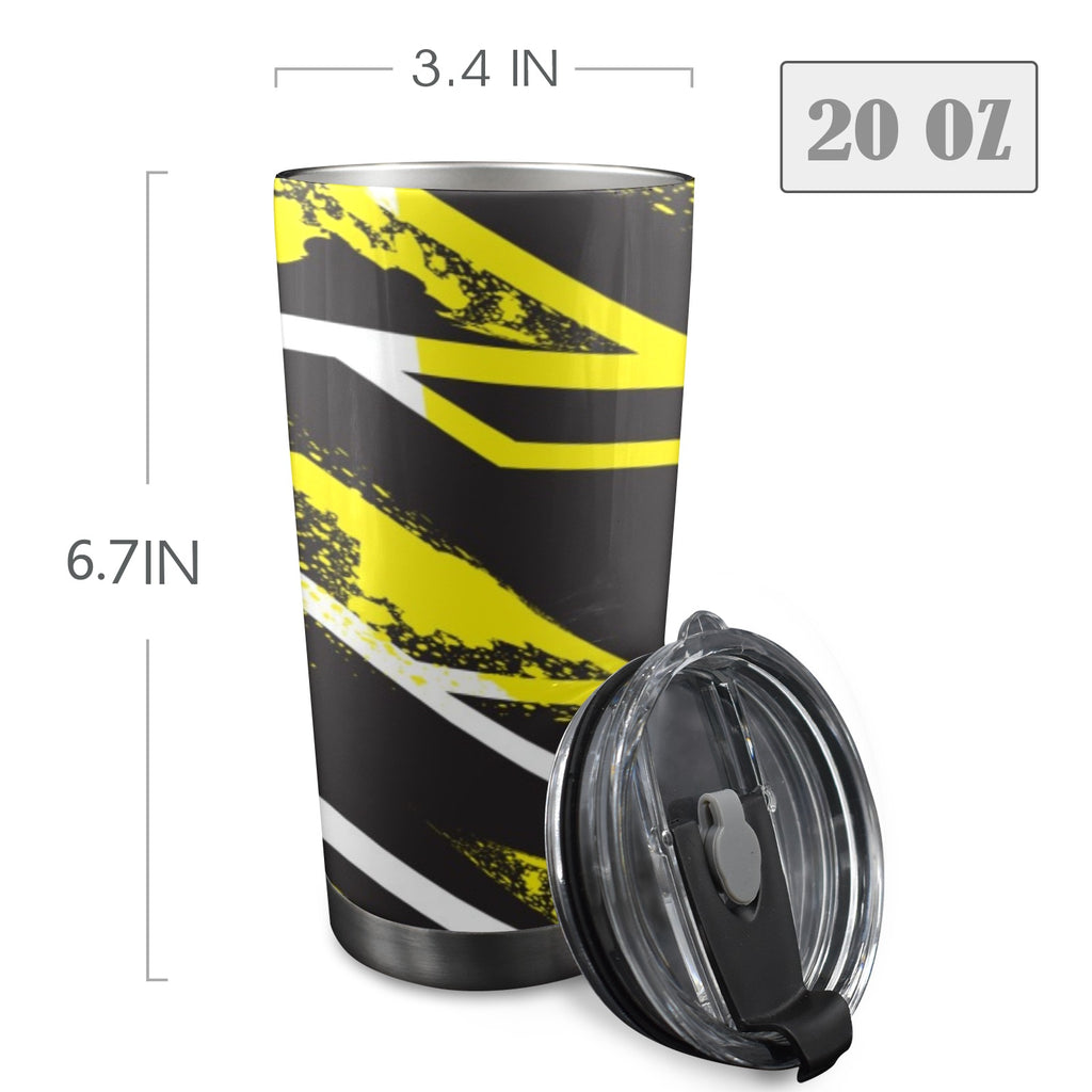 Black And Yellow - 20oz Mobile Tumbler with Lid (Black Lock) 20oz Travel Mug Printed Offshore
