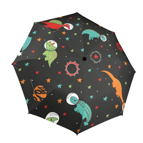 Astronaut Dinosaurs - Semi-Automatic Foldable Umbrella (Model U12) One Size Semi-Automatic Foldable Umbrella (U12)