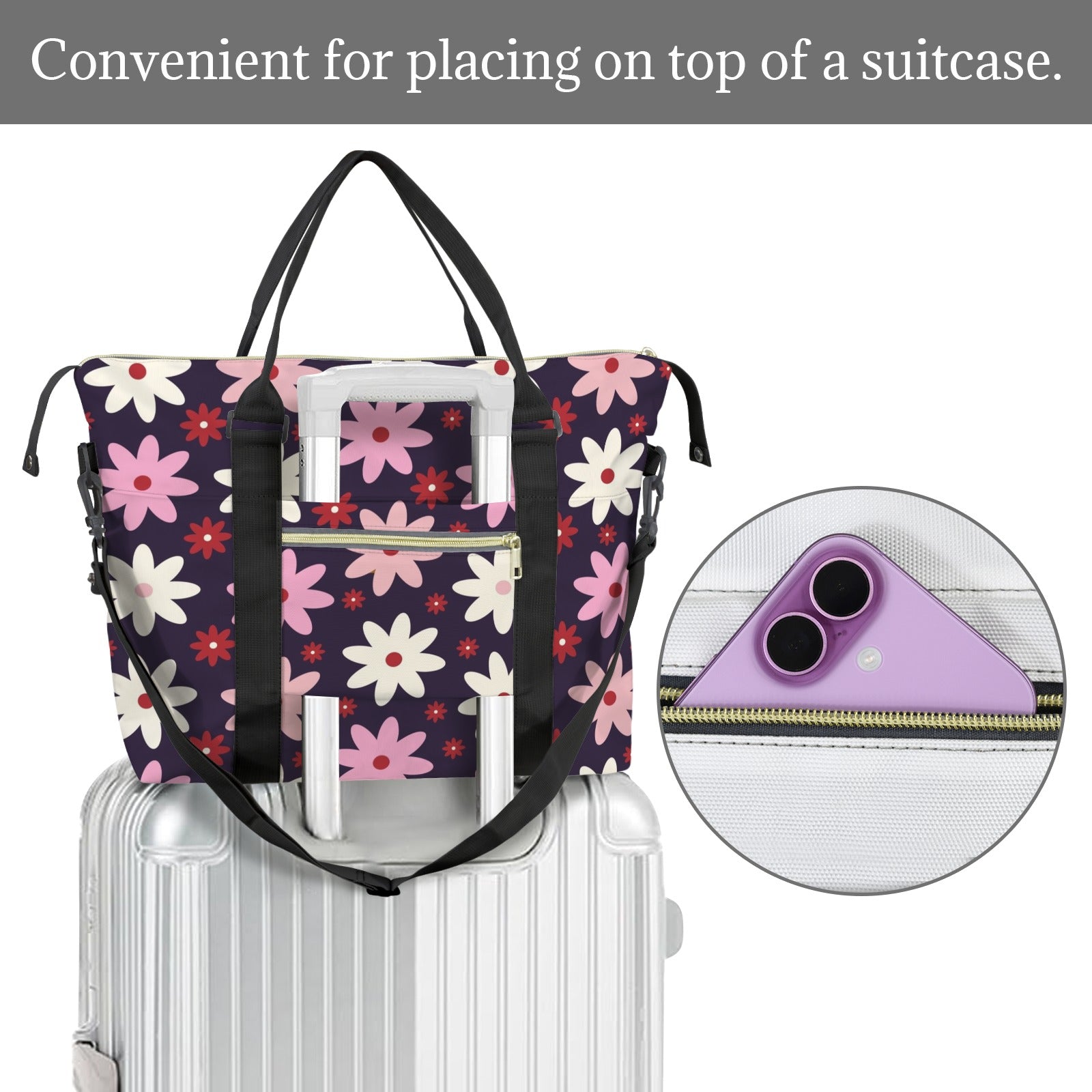 Pink Daisy Duffle Bag-Simple (Model 1715) Duffle Bag-Simple (1715)