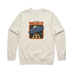 I Want To Believe, UFO - AS Colour Stencil Crew Ecru Sweatshirt Printed In Australia Sci Fi