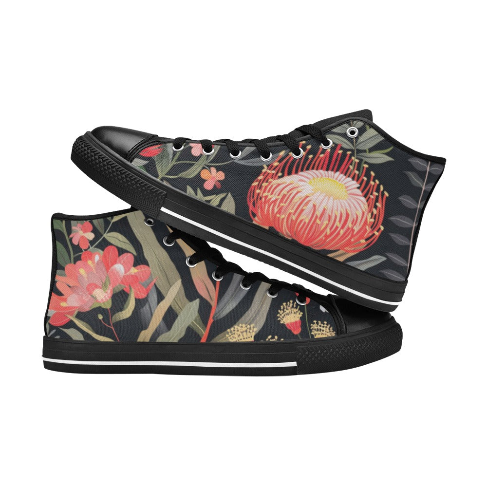 Australian Waratah Flower - Women's High Top Canvas Shoes