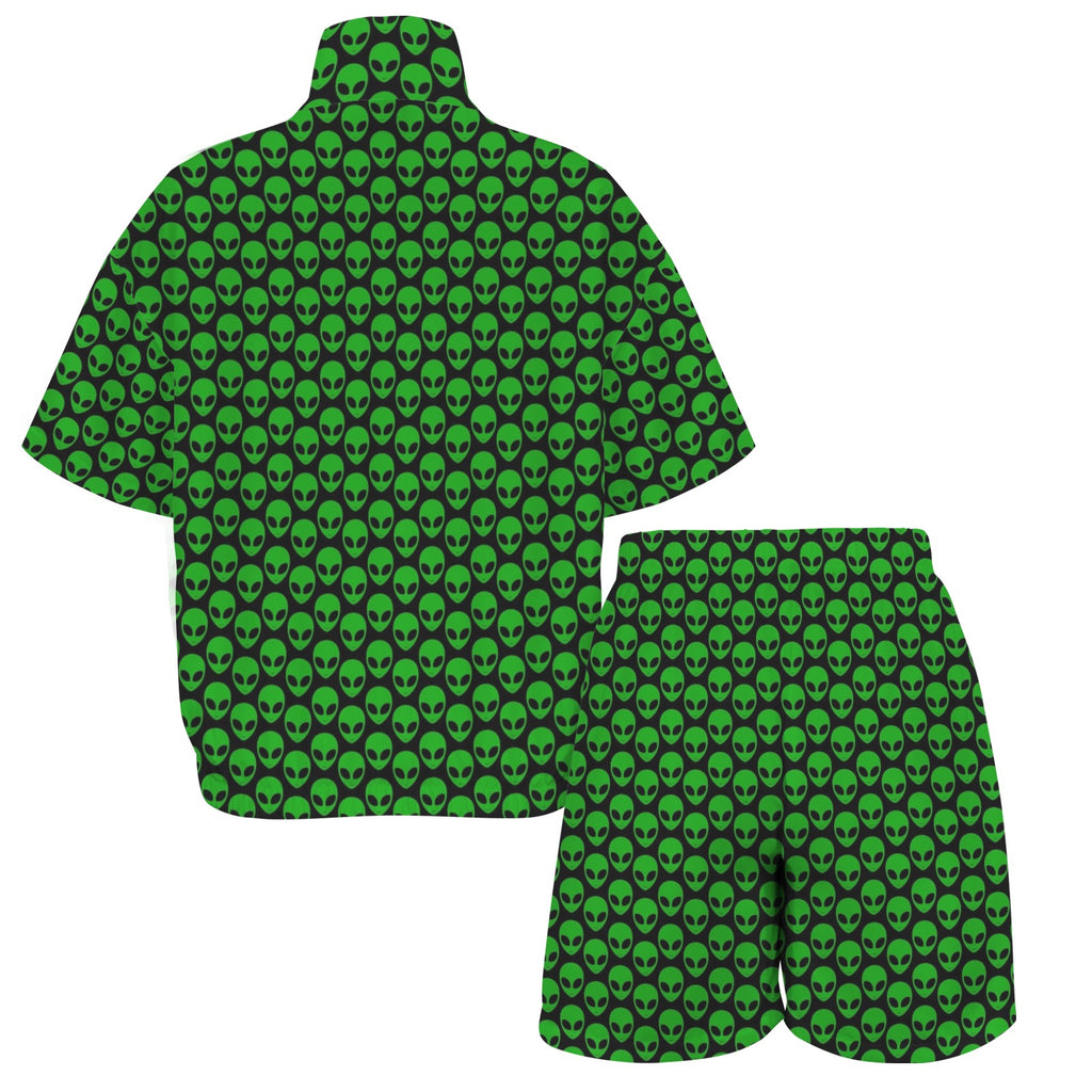 Aliens Women's Windbreaker Short Set Women's Windbreaker Short Set Printed Offshore Sci Fi
