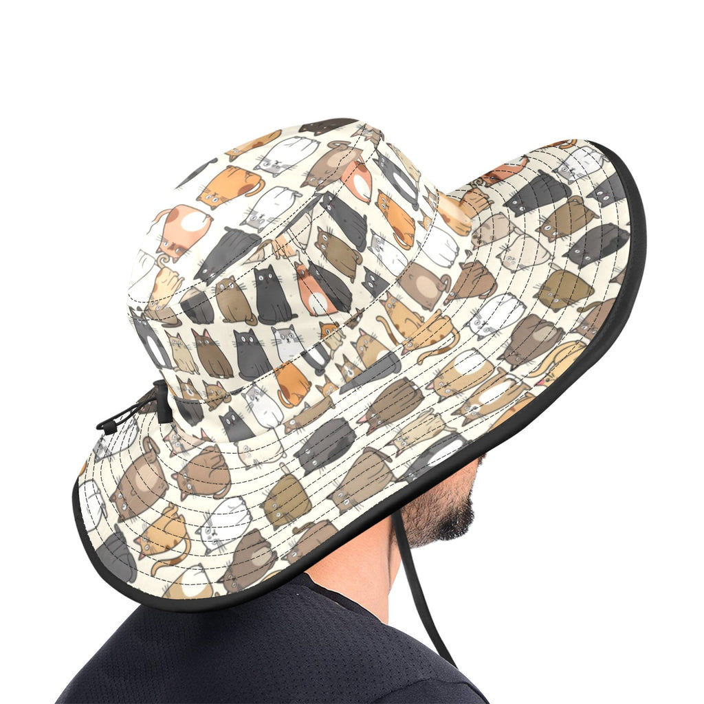 Lots Of Cats Wide Brim Bucket Hat Wide Brim Bucket Hat animal Printed Offshore