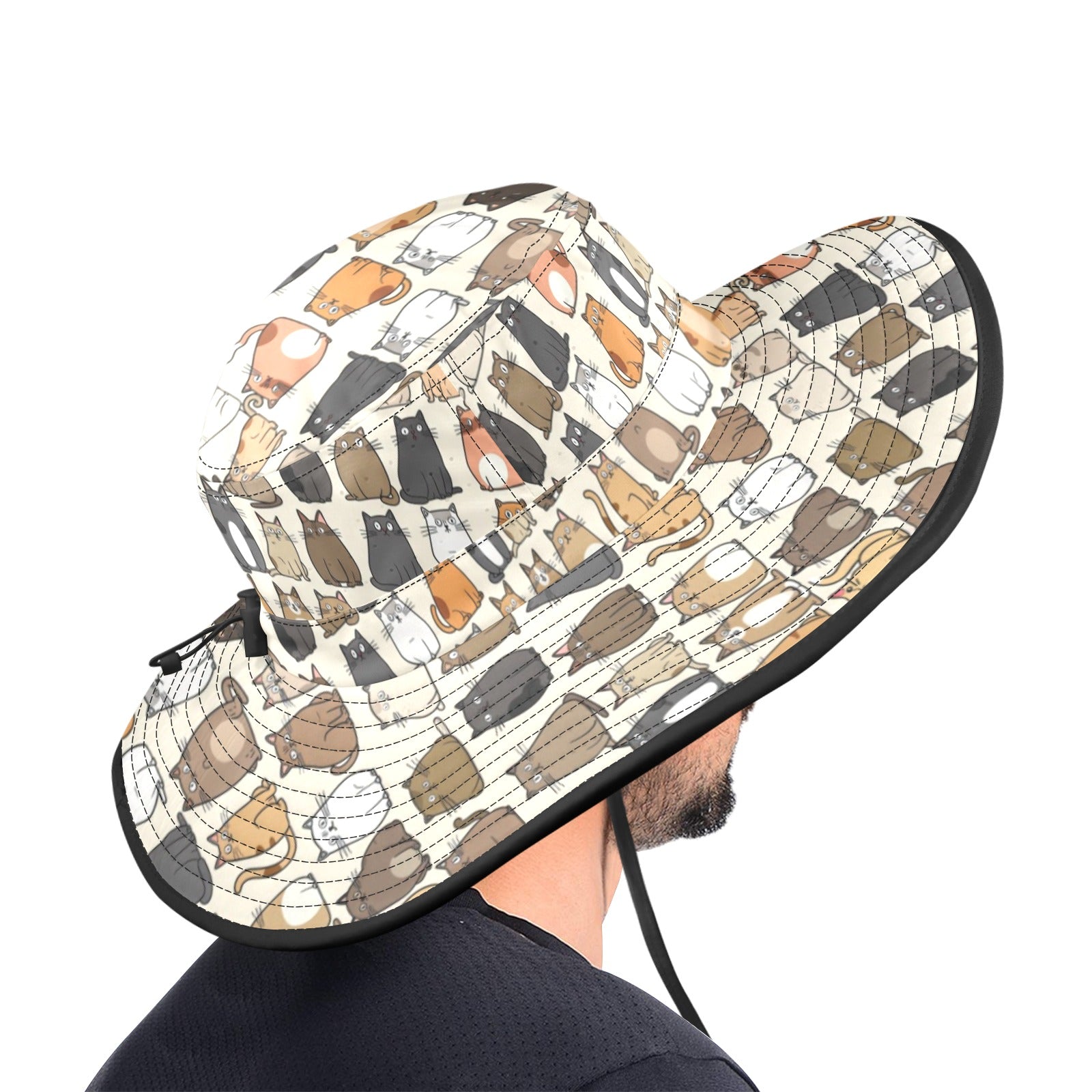 Lots Of Cats Wide Brim Bucket Hat Wide Brim Bucket Hat animal Printed Offshore