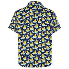Rubber Ducks On Dark Women's Collared Pocketless Short Sleeve Shirt