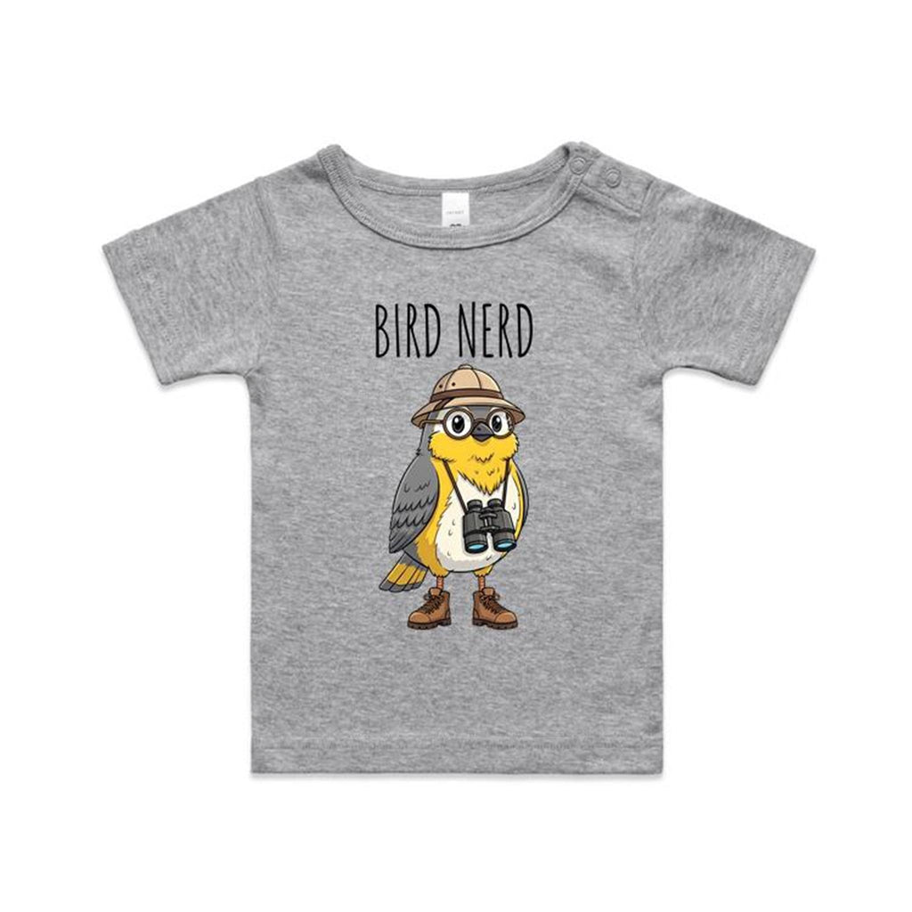 Bird Nerd 2 AS Colour Baby T-shirt Grey Marle Baby T-shirt animal Birds Printed In Australia