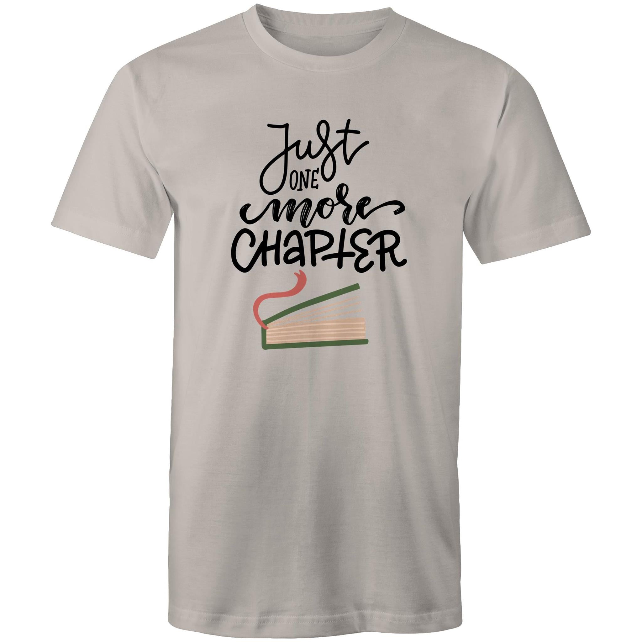 Just One More Chapter, Book - Mens T-Shirt Light Grey Mens T-shirt Printed In Australia Reading