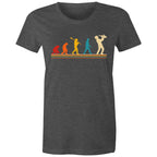 Saxophone Player Evolution - Womens T-shirt Asphalt Marle Womens T-shirt Music Printed In Australia