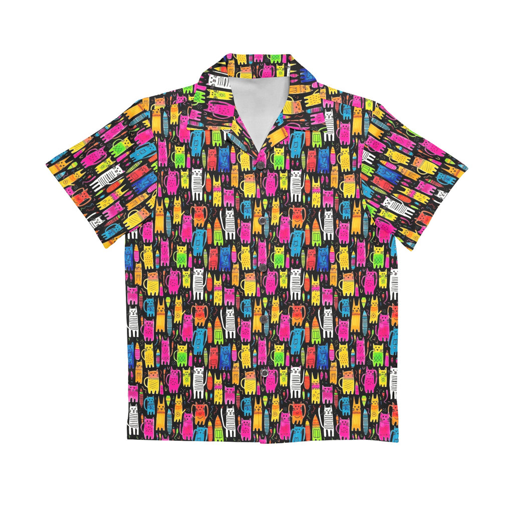 Colourful Cats Senior Kids Hawaiian Shirt Senior Kids Hawaiian Shirt 8-15 animal Printed Offshore