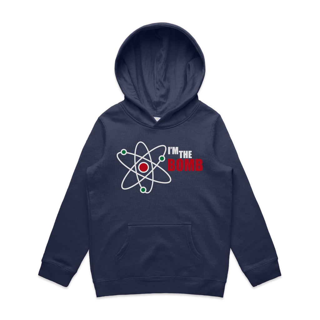 I'm The Bomb, Atom - Kids Hoodie Midnight Blue Kids Hoodie Printed In Australia
