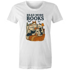 Read More Books, Halloween Ghosts - Womens T-shirt White Womens T-shirt Halloween Printed In Australia Reading
