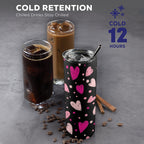 Pink Hearts - 20oz Tall Skinny Tumbler with Lid and Straw