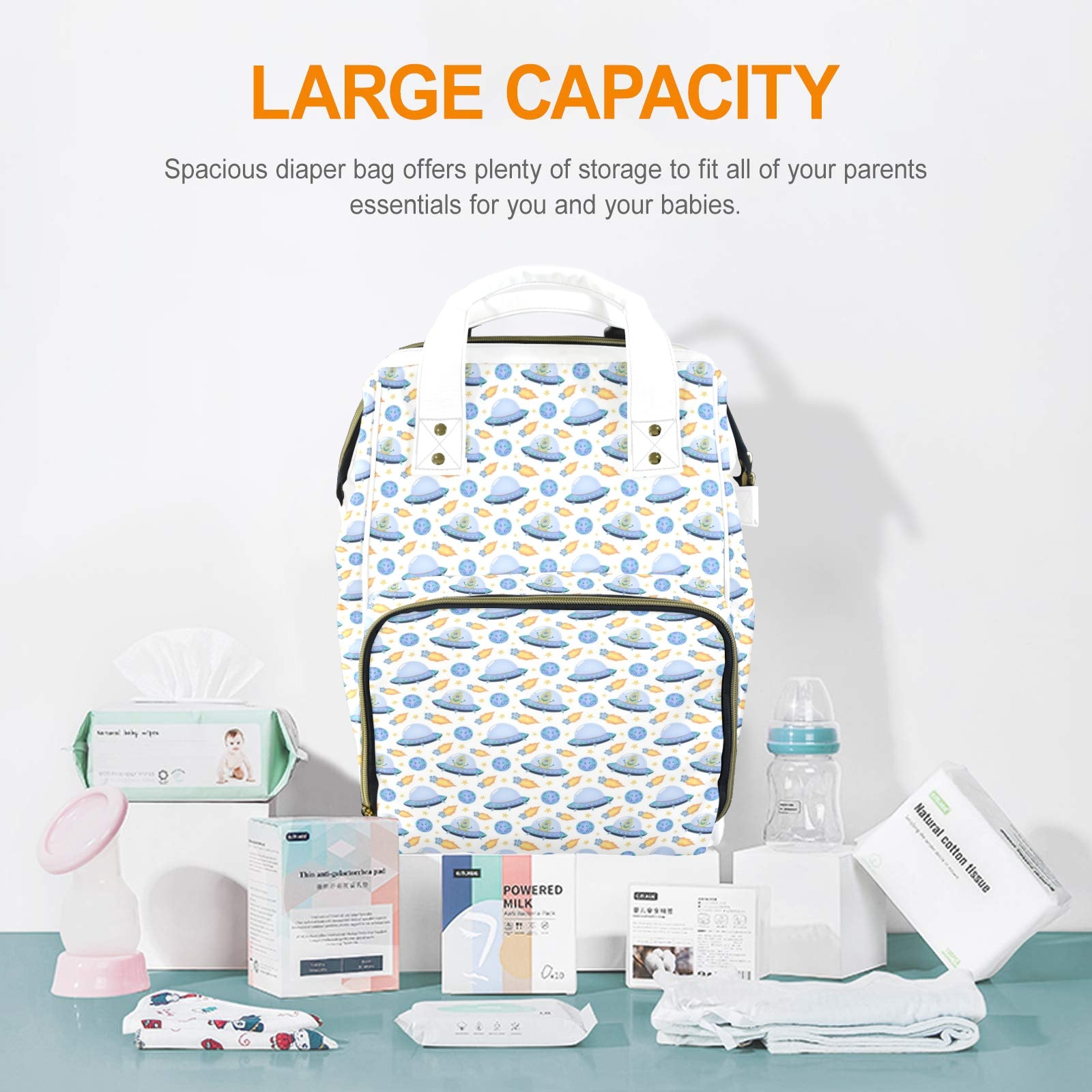 UFO's Multi-Function Backpack, Nappy / Diaper Bag Multi-function Backpack, Nappy / Diaper Bag Printed Offshore Sci Fi